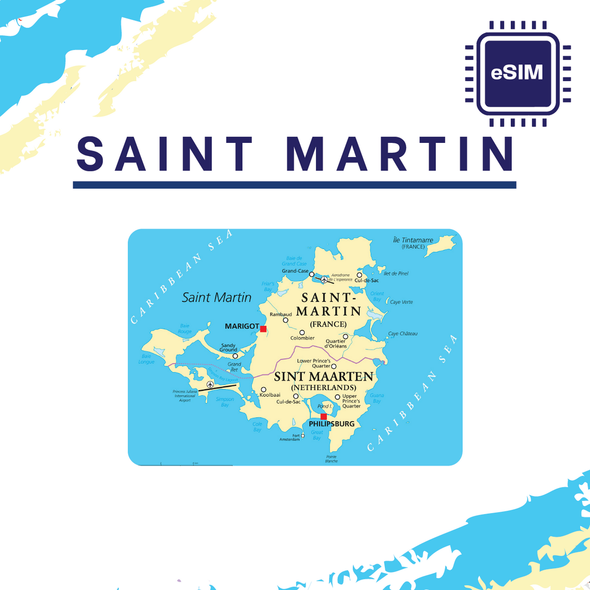 Saint Martin eSIM for Travel | Fast Data, Easy Setup | Way2go SIM